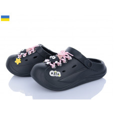 Кроксы Roks 160 чорний-рожевий шн.