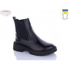 Ботинки Garti 361 чорна шкіра байка
