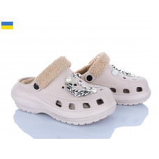 Кроксы Roks 1410 хутро бежевий