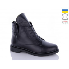 Ботинки Garti 209 чорна шкіра байка