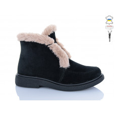 Ботинки Sali 377-1 чорний-капуч.з чор-п.зима батал