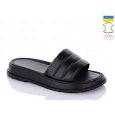 Шлепанцы Garti 0114 чорний шкіра